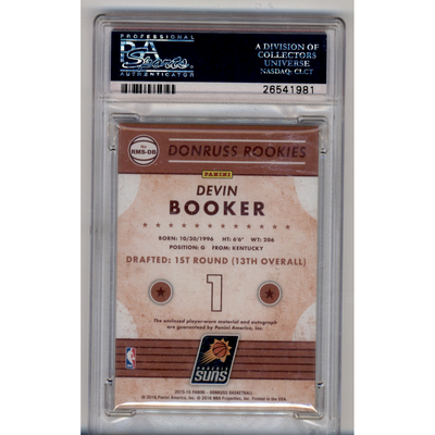 2015 Panini Donruss Rookie Material Signatures Devin Booker #RMSDB SIG. PSA 10