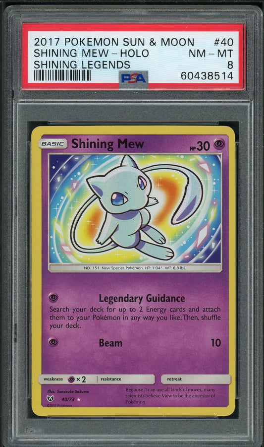 PSA (NM-MT 8) Shining Mew-holo #40 - Pokemon Sun & Moon Shining Legends (#60438514)