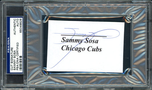 Sammy Sosa Autographed 2.25x3.5 Cut Signature Card Chicago Cubs PSA/DNA #65049826
