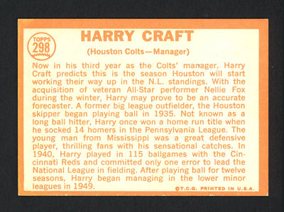 Harry Craft Autographed 1964 Topps Card #298 Houston Colt .45's SKU #162274