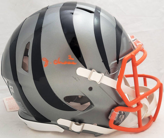 Ja'Marr Chase Autographed Cincinnati Bengals AMP Gray Full Size Authentic Speed Helmet Beckett BAS QR #WU15468