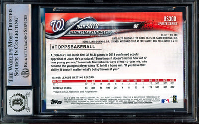 Juan Soto Autographed 2018 Topps Update Rookie Card #US300 Washington Nationals Auto Grade Gem Mint 10 Beckett BAS Stock #205937