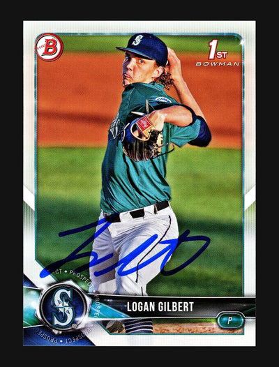 Logan Gilbert Autographed 2018 1st Bowman Draft Rookie Card #BD-63 Seattle Mariners Stock #206033