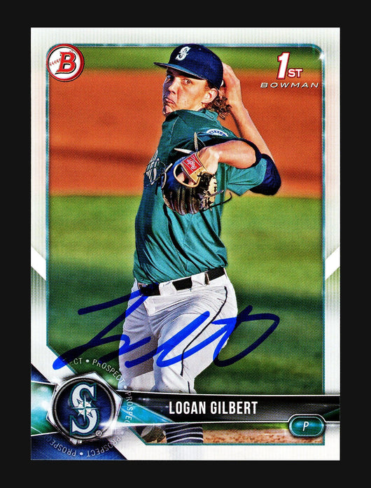 Logan Gilbert Autographed 2018 1st Bowman Draft Rookie Card #BD-63 Seattle Mariners Stock #206033