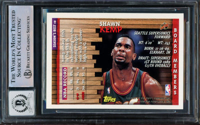 Shawn Kemp Autographed 1996 Topps Season's Best Board Members Card #SB10 Seattle Super Sonics Auto Grade Gem Mint 10 Beckett BAS #14236628