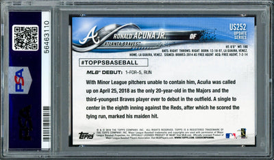 Ronald Acuna Jr. Autographed 2018 Topps Update Rookie Card #US252 Atlanta Braves PSA 9 Auto Grade Gem Mint 10 PSA/DNA #56463110