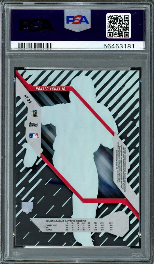 Ronald Acuna Jr. Autographed 2018 Topps High Tek Rookie Card #HT-RA Atlanta Braves PSA 8 Auto Grade Gem Mint 10 PSA/DNA #56463181