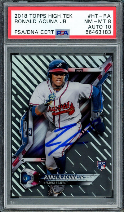 Ronald Acuna Jr. Autographed 2018 Topps High Tek Rookie Card #HT-RA Atlanta Braves PSA 8 Auto Grade Gem Mint 10 PSA/DNA #56463183