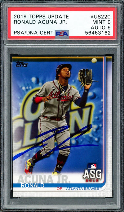 Ronald Acuna Jr. Autographed 2019 Topps Update Card #US220 Atlanta Braves PSA 9 Auto Grade Mint 9 PSA/DNA #56463162