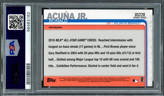 Ronald Acuna Jr. Autographed 2019 Topps Update Card #US220 Atlanta Braves PSA 9 Auto Grade Mint 9 PSA/DNA #56463162