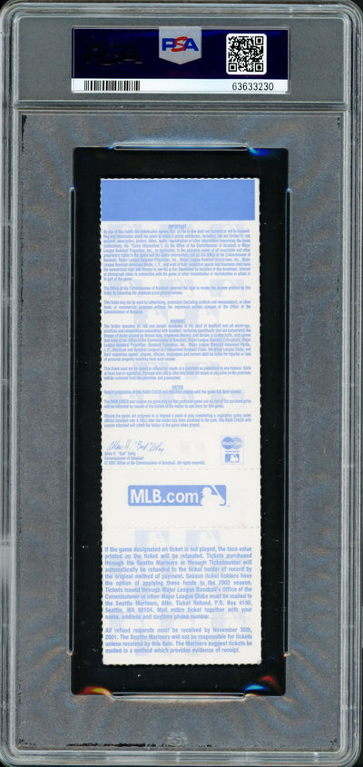 Ichiro Suzuki Autographed 2001 ALDS Game 1 Ticket Seattle Mariners PSA 4 Auto Grade Mint 9 "1st Playoff Game 3-4" PSA/DNA #63633230