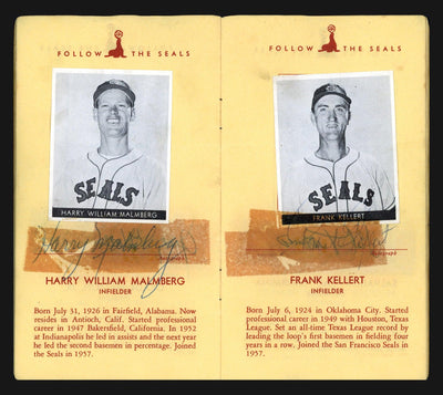 San Francisco Seals Autographed 3.5x6 Stamp Album With 25 Signatures Including Joe Gordon Beckett BAS #AB72591