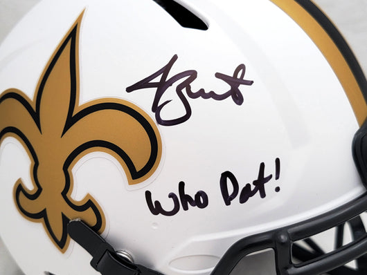 Jameis Winston Autographed New Orleans Saints Lunar Eclipse White Full Size Authentic Speed Helmet "Who Dat" Beckett BAS QR Stock #206498