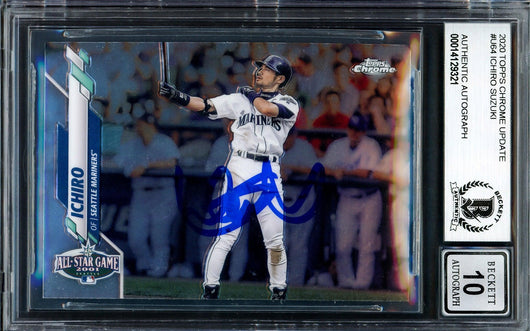 Ichiro Suzuki Autographed 2020 Topps Chrome Update Card #U-64 Seattle Mariners Auto Grade Gem Mint 10 2001 All Star Game Beckett BAS Stock #205841