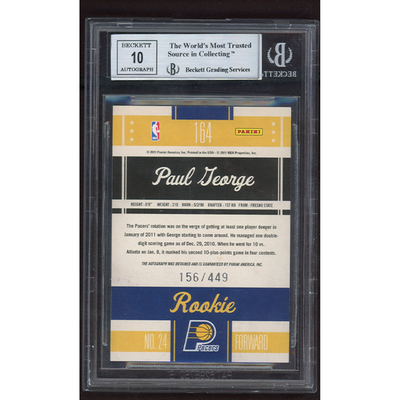 2010 Classics 449 Paul George #164 BGS 9