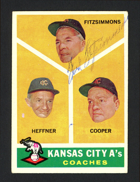 Fred Fitzsimmons Autographed 1960 Topps Card #462 Kansas City A's SKU #162287