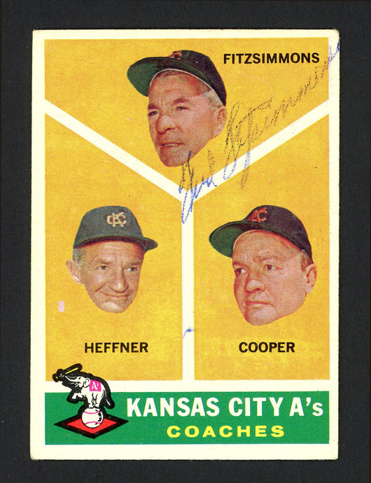 Fred Fitzsimmons Autographed 1960 Topps Card #462 Kansas City A's SKU #162287