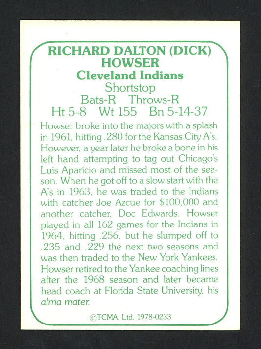 Dick Howser Autographed 1979 TCMA Card #233 Cleveland Indians SKU #164517