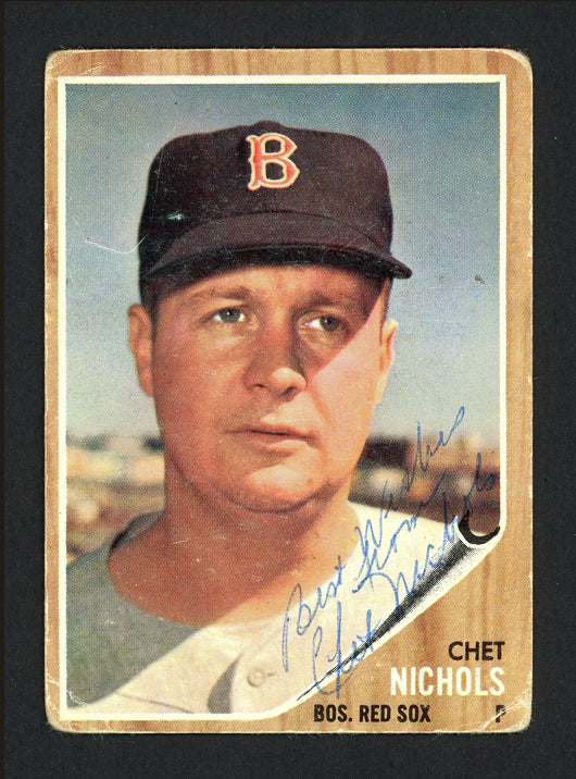 Chet Nichols Autographed 1962 Topps Card #403 Boston Red Sox "Best Wishes" SKU #162320