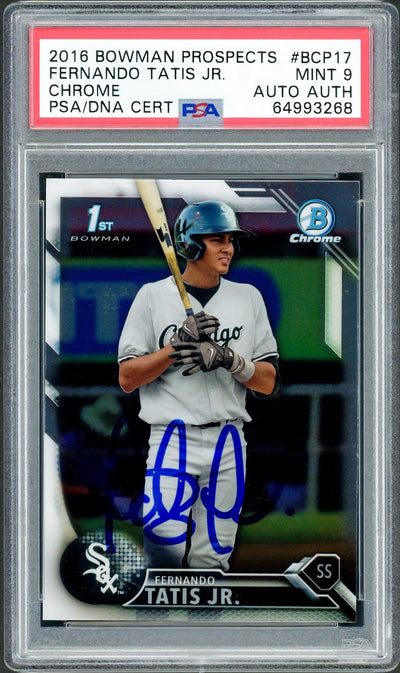 Fernando Tatis Jr. Autographed 2016 Bowman Prospects Rookie Card #BCP17 San Diego Padres PSA 9 PSA/DNA #64993268