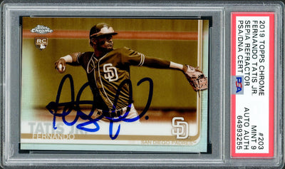 Fernando Tatis Jr. Autographed 2019 Topps Chrome Sepia Refractor Rookie Card #203 San Diego Padres PSA 9 PSA/DNA #64993255