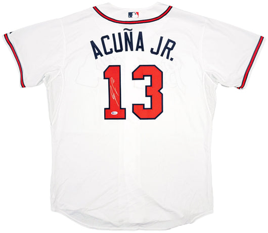 Atlanta Braves Ronald Acuna Jr. Autographed White Majestic Authentic Cool Base Jersey Size 52 Beckett BAS Stock #206515
