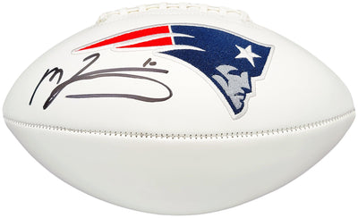 Mac Jones Autographed New England Patriots White Logo Football Beckett BAS Witness Stock #206521