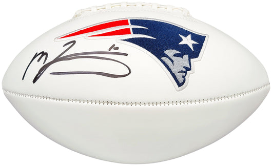 Mac Jones Autographed New England Patriots White Logo Football Beckett BAS Witness Stock #206521