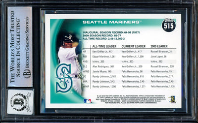 Ken Griffey Jr. & Ichiro Suzuki Autographed 2010 Topps Card #515 Seattle Mariners Auto Grade Gem Mint 10 Beckett BAS Stock #207151