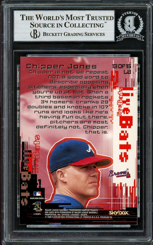 Chipper Jones Autographed 1999 Skybox Live Bats Card #13 Atlanta Braves Beckett BAS #13020801