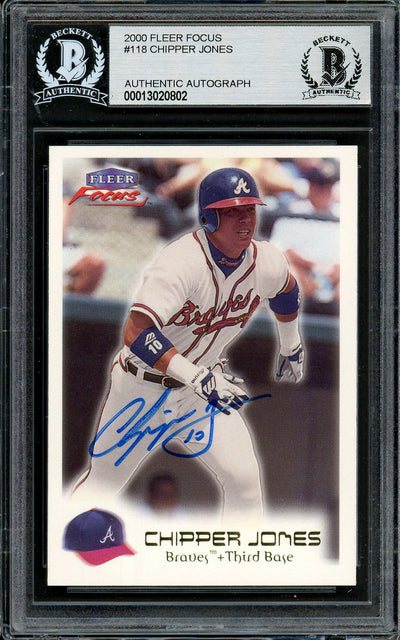 Chipper Jones Autographed 2000 Fleer Focus Card #118 Atlanta Braves Beckett BAS #13020802