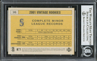 Ichiro Suzuki Autographed 2001 Upper Deck Vintage Rookie Card #346 Seattle Mariners Beckett BAS #13020818