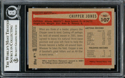 Chipper Jones Autographed 2002 Bowman Heritage Card #107 Atlanta Braves Beckett BAS #13020820
