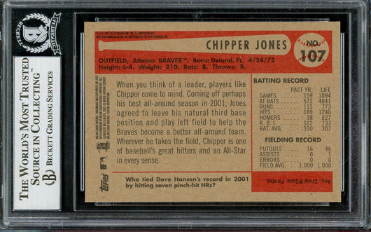 Chipper Jones Autographed 2002 Bowman Heritage Card #107 Atlanta Braves Beckett BAS #13020819