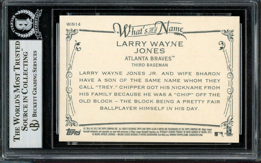 Chipper Jones Autographed 2012 Topps Allen & Ginter Card #WIN14 Atlanta Braves Beckett BAS #13020965