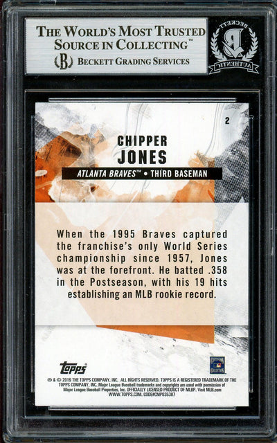 Chipper Jones Autographed 2019 Topps Fire Card #2 Atlanta Braves Beckett BAS #13020983
