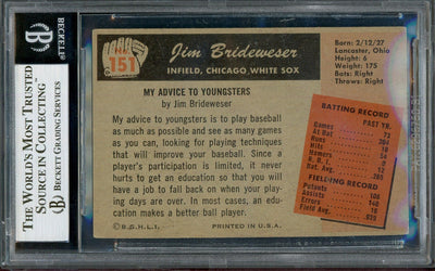 Jim Brideweser Autographed 1955 Bowman Card #151 Chicago White Sox Beckett BAS #13020995