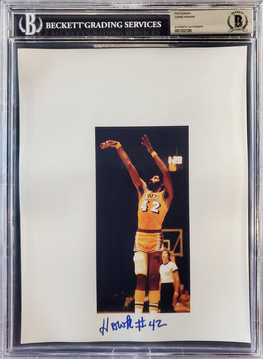 Connie Hawkins Autographed 8.5x11 Photo Sheet Los Angeles Lakers Beckett BAS Stock #196064