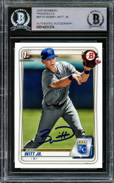 Bobby Witt Jr. Autographed 2020 1st Bowman Paper Prospects Rookie Card #BP-25 Kansas City Royals Beckett BAS Stock #206562
