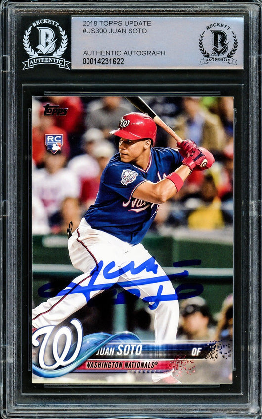 Juan Soto Autographed 2018 Topps Update Rookie Card #US300 Washington Nationals Beckett BAS Stock #206611