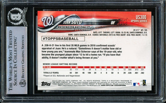 Juan Soto Autographed 2018 Topps Update Rookie Card #US300 Washington Nationals Beckett BAS Stock #206611