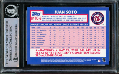 Juan Soto Autographed 2019 Topps Chrome Refractor 1984 Rookie Card #84TC-2 Washington Nationals Beckett BAS #14231624