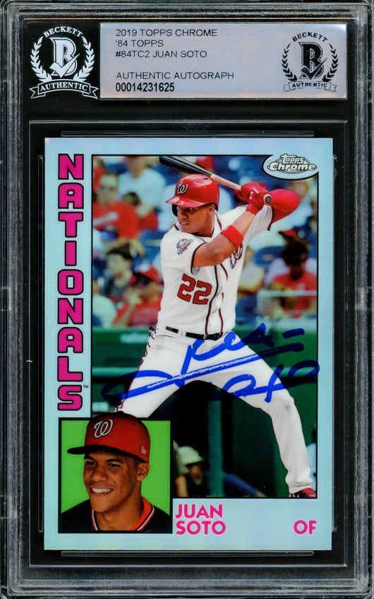 Juan Soto Autographed 2019 Topps Chrome Refractor 1984 Rookie Card #84TC-2 Washington Nationals Beckett BAS #14231625