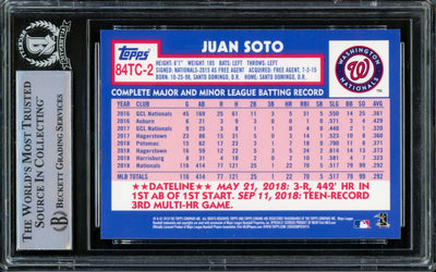Juan Soto Autographed 2019 Topps Chrome Refractor 1984 Rookie Card #84TC-2 Washington Nationals Beckett BAS #14231625