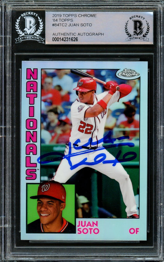 Juan Soto Autographed 2019 Topps Chrome Refractor 1984 Rookie Card #84TC-2 Washington Nationals Beckett BAS #14231626