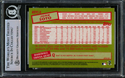 Juan Soto Autographed 2020 Topps Chrome Refractor 1985 Card #85TC-3 Washington Nationals Beckett BAS #14231630