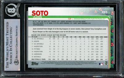 Juan Soto Autographed 2019 Topps Holiday Rookie Card #HW8 Washington Nationals Beckett BAS #14231632