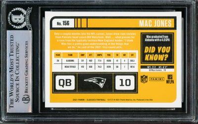 Mac Jones Autographed 2021 Panini Classics Rookie Card #156 New England Patriots Beckett BAS #14231878