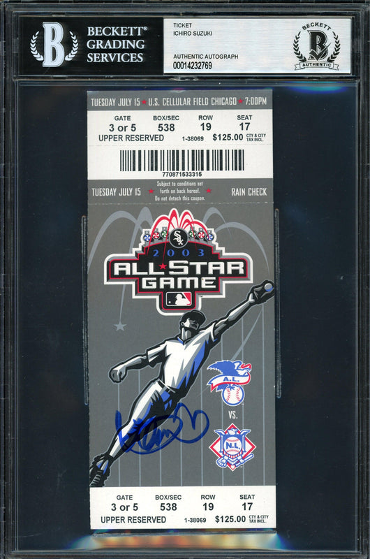 Ichiro Suzuki Autographed 2003 All Star Game Ticket 2003 All Star Game Ticket Seattle Mariners Beckett BAS #14232769
