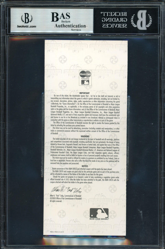 Ichiro Suzuki Autographed 2003 All Star Game Ticket 2003 All Star Game Ticket Seattle Mariners Beckett BAS #14232769